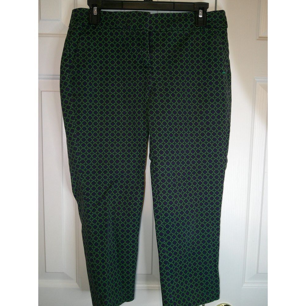 Kenar Navy Green Geometric Print Ankle‎ Pants Career Office Wear Size 6